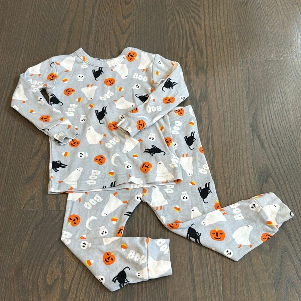 babyGap Organic Cotton Halloween Pajama Set | Pumpkin Ghost Cat | 18-24M
